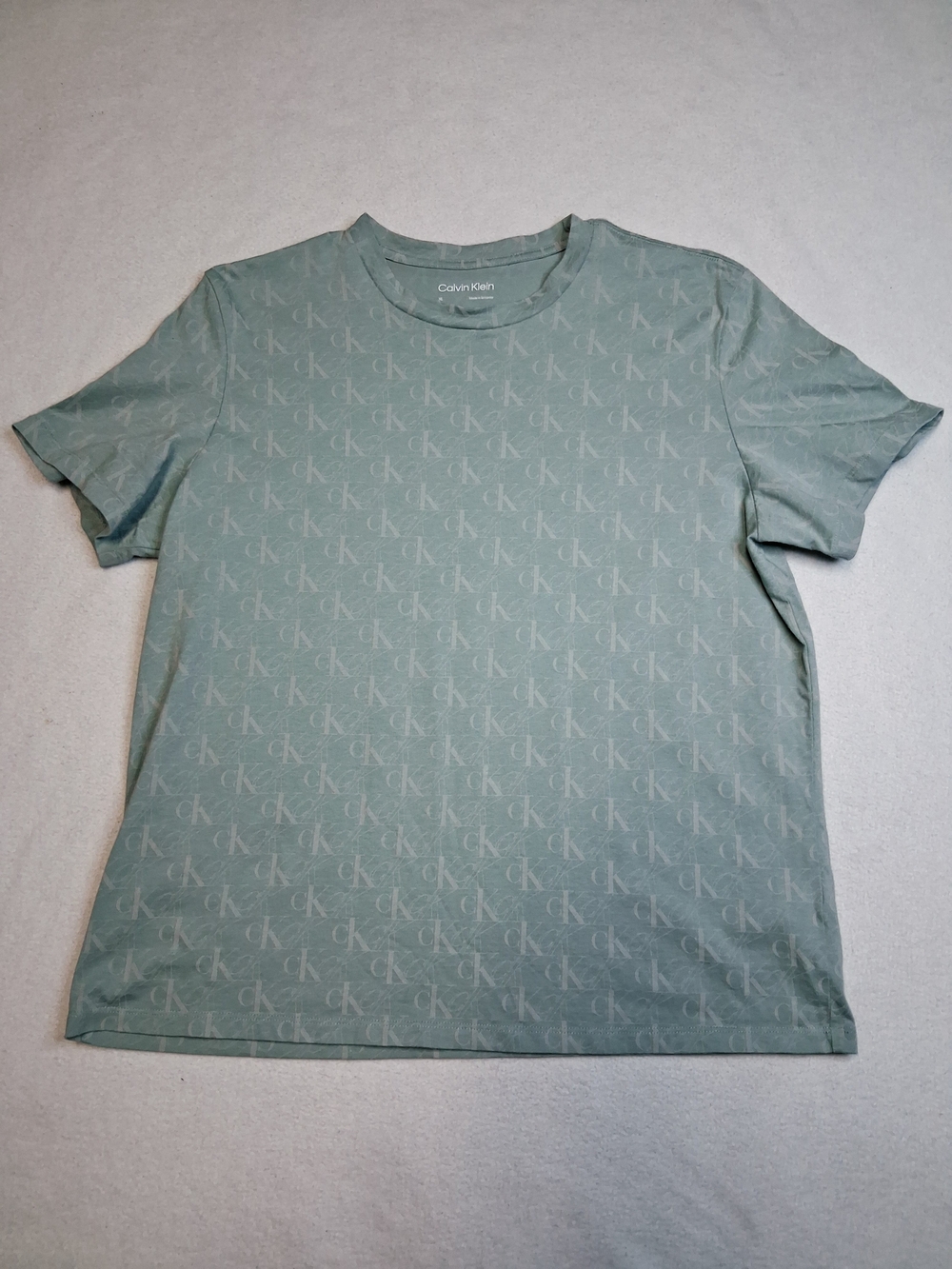 Calvin Klein Men's Sage Green Logo Short Sleeve Tee